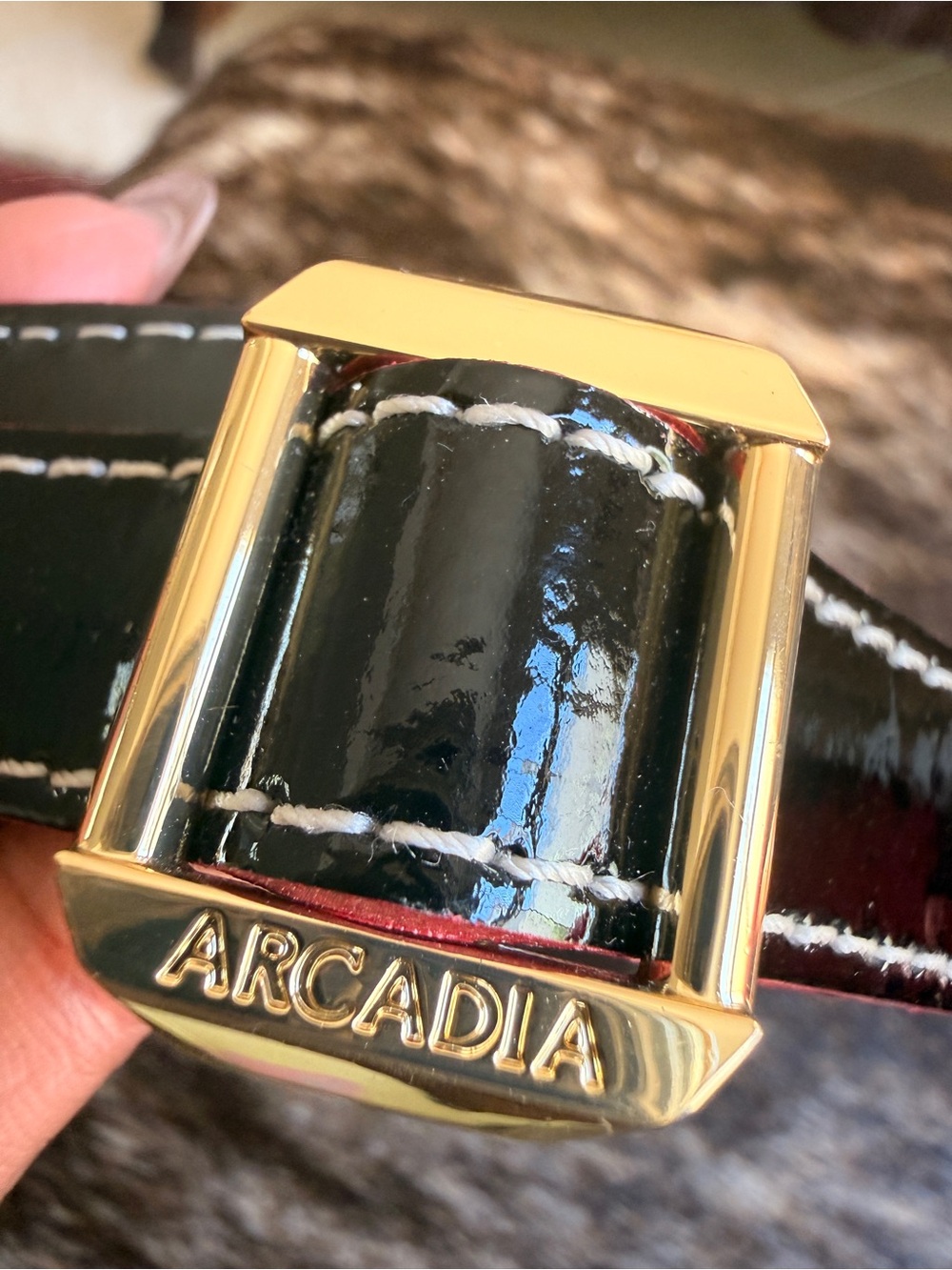 ARCADIA CROSSBODY/SHOULDER STRAP NEW GOLD TONE HARDWARE BLACK PATENT LEATHER
